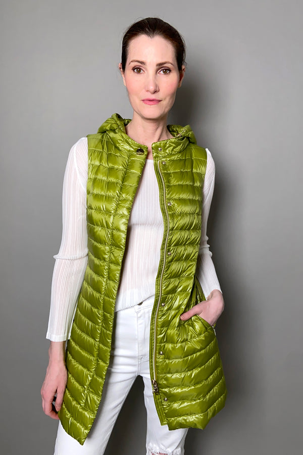 Herno New Arrivals Slim Nylon Ultralight Puffer Vest in Lime Green - Ashia Mode