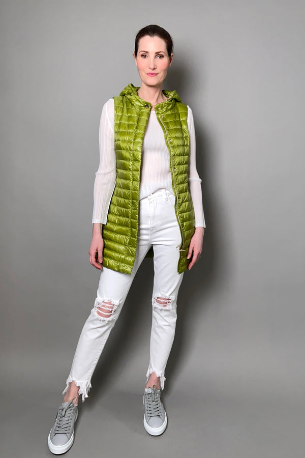 Herno New Arrivals Slim Nylon Ultralight Puffer Vest in Lime Green - Ashia Mode