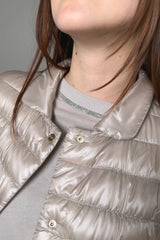 Herno New Arrivals Collared Shirt Jacket in Beige - Ashia Mode