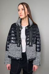 Herno New Arrivals Black Puffer Jacket with Bouclé in Black and White - Ashia Mode
