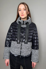 Herno New Arrivals Black Puffer Jacket with Bouclé in Black and White - Ashia Mode