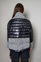 Herno New Arrivals Black Puffer Jacket with Bouclé in Black and White - Ashia Mode