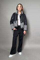 Herno New Arrivals Black Puffer Jacket with Bouclé in Black and White - Ashia Mode