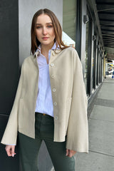 Lorena Antoniazzi Light-Weight Basket Weave Cotton Jacket in White and Beige