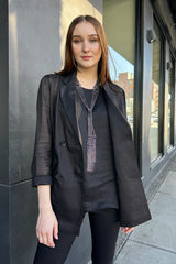 Lorena Antoniazzi Transparent Ramie Voile Blazer in Black