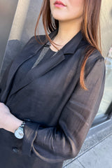 Lorena Antoniazzi Transparent Ramie Voile Blazer in Black