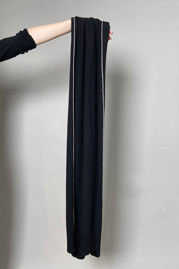 Lorena Antoniazzi Cashmere Black Scarf with White and Beige Outline