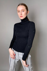 Lorena Antoniazzi Ribbed Sequin Turtleneck in Black