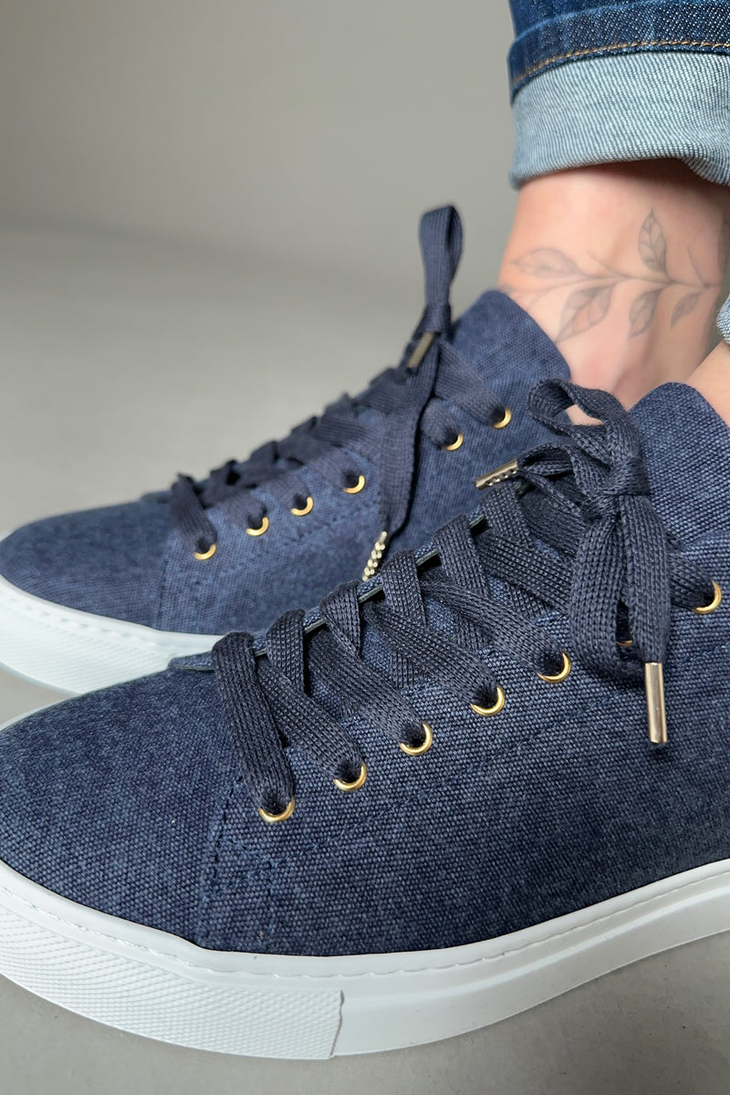 Lorena Antoniazzi Canvas Sneakers in Navy Melange