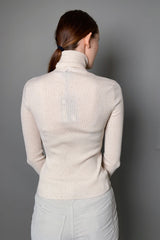 Lorena Antoniazzi Ribbed Sequin Turtleneck in Cream