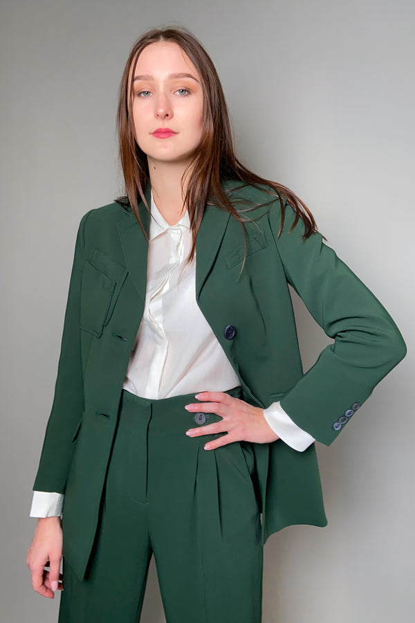 Lorena Antoniazzi Hunter Green Suit Jacket with White Cuff Details