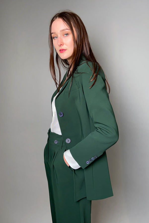 Lorena Antoniazzi Hunter Green Suit Jacket with White Cuff Details