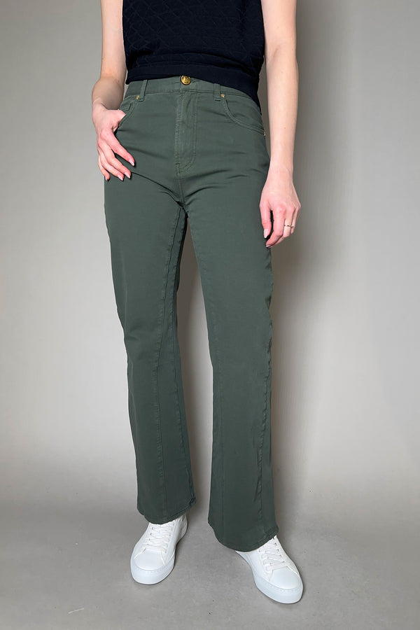 Lorena Antoniazzi Long Flared Jeans in Khaki Green