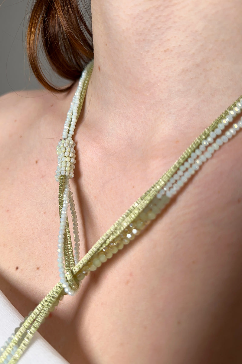 Lorena Antoniazzi Multi Strand Lariat Necklace in Lime Green