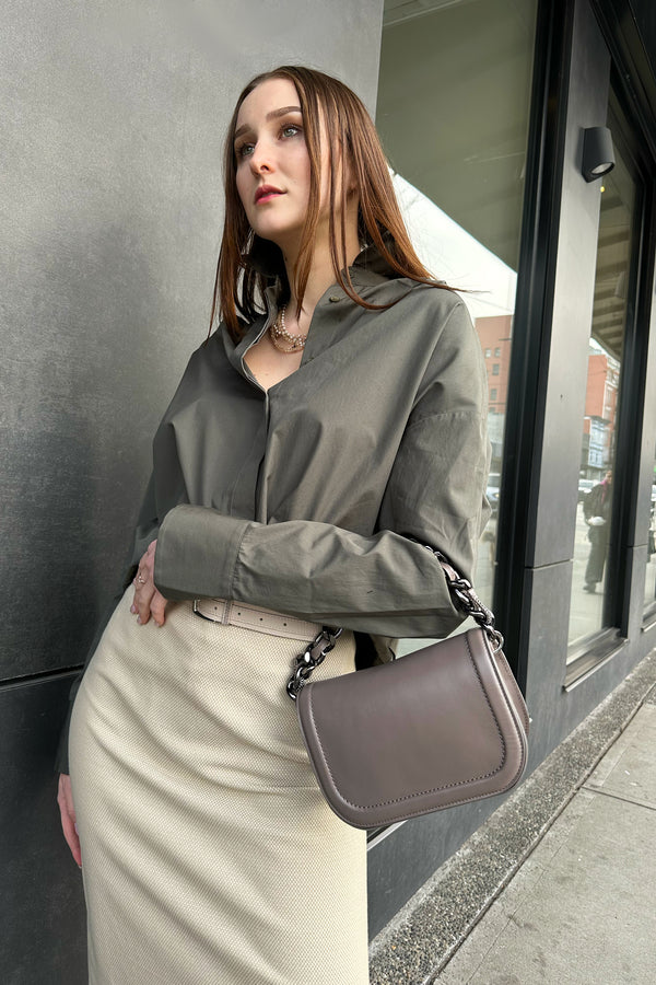 Lorena Antoniazzi Khaki Green Cotton Shirt with Cocoon Back