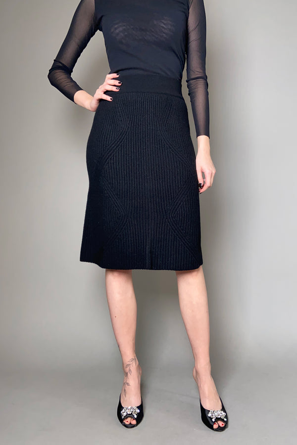 Lorena Antoniazzi Ribbed Knit Midi Skirt in Black