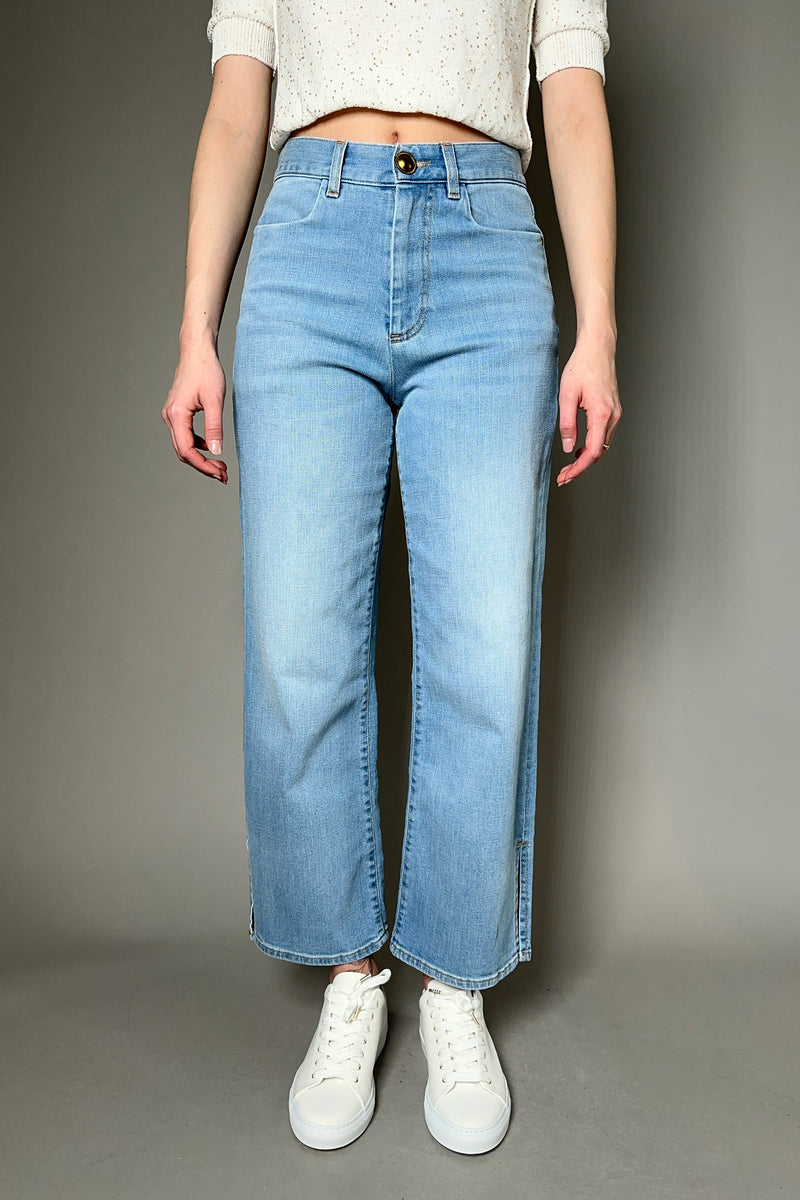 Lorena Antoniazzi Straight Cropped Jeans in Light Stone Wash Blue