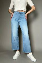 Lorena Antoniazzi Straight Cropped Jeans in Light Stone Wash Blue