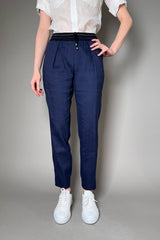 Lorena Antoniazzi Linen Jogger Pants in Dark Blue