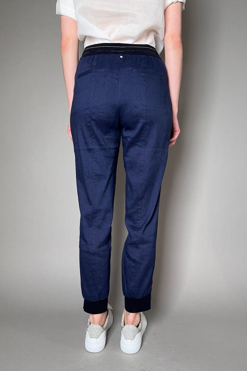 Lorena Antoniazzi Linen Jogger Pants in Dark Blue