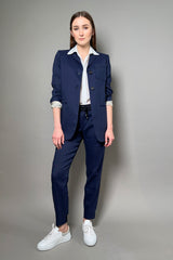 Lorena Antoniazzi Linen Jogger Pants in Dark Blue
