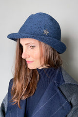 Lorena Antoniazzi Navy Borsalino Hat with Sequin Details