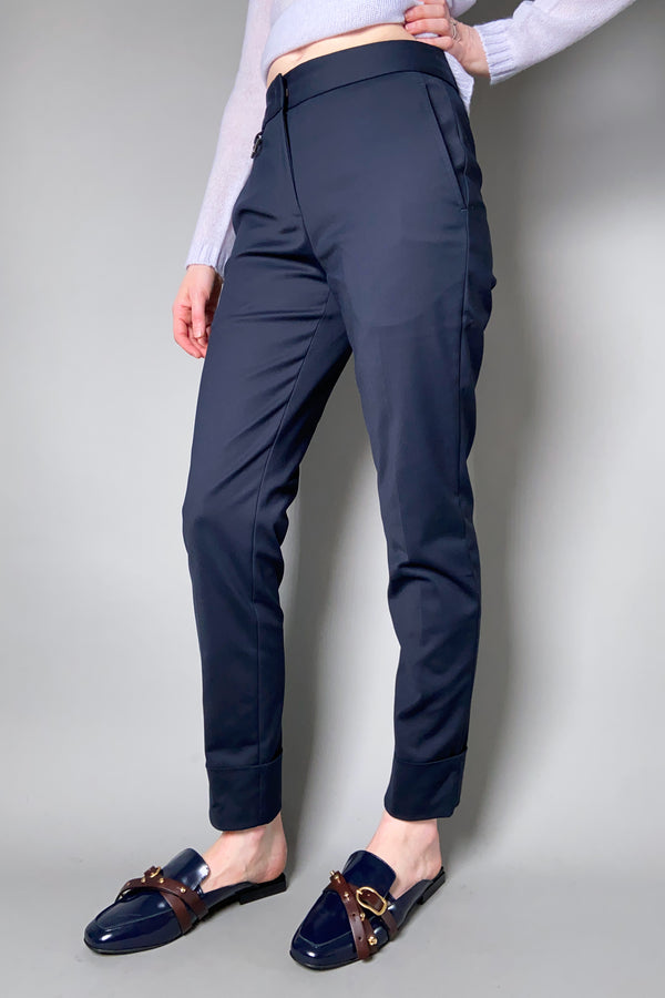 Lorena Antoniazzi Stretch Cotton Dress Pants in Navy