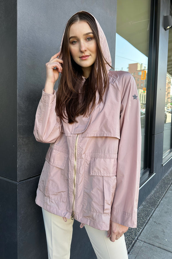 Lorena Antoniazzi Light-Weight Hooded Taffeta Jacket in Pink