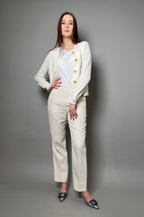 Lorena Antoniazzi Striped Linen Trousers in Creamy White