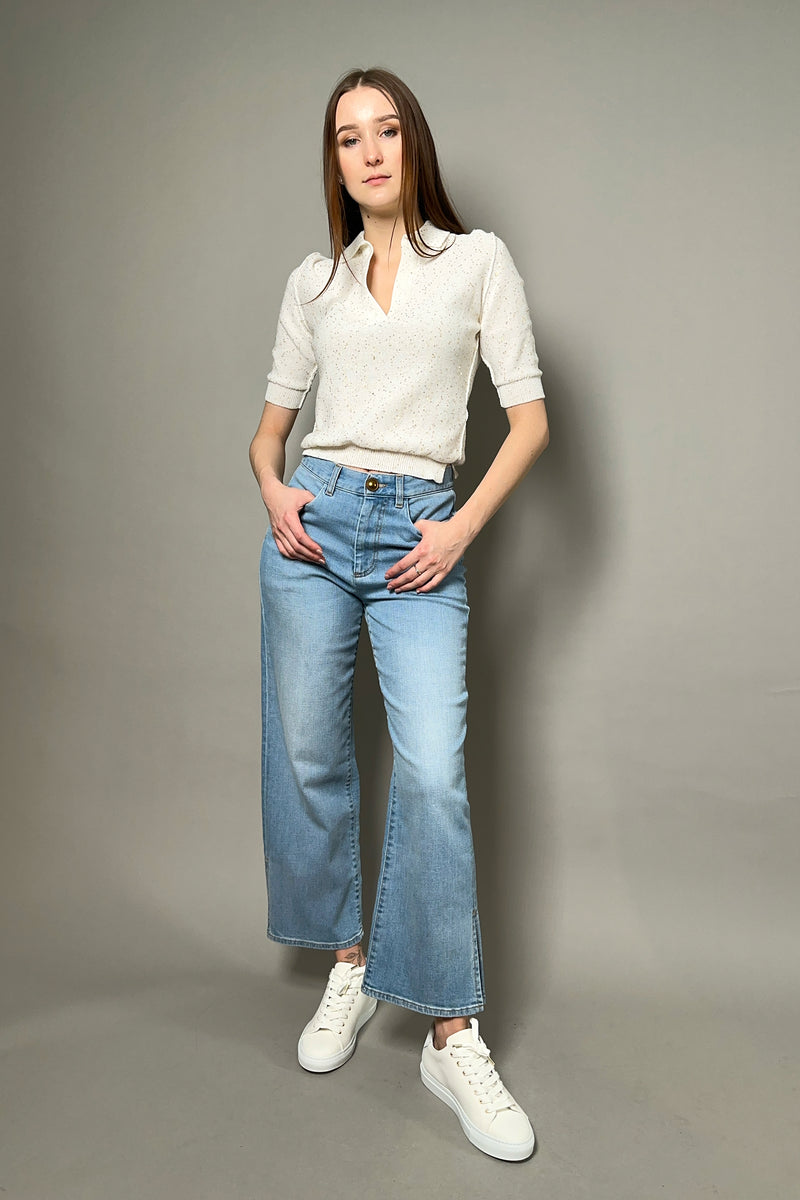 Lorena Antoniazzi Straight Cropped Jeans in Light Stone Wash Blue