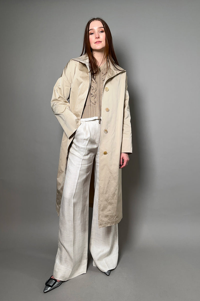 Lorena Antoniazzi Long Trench Coat in Sandy Beige