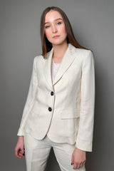 Lorena Antoniazzi Striped Linen Blazer in Creamy White