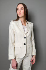Lorena Antoniazzi Striped Linen Blazer in Creamy White