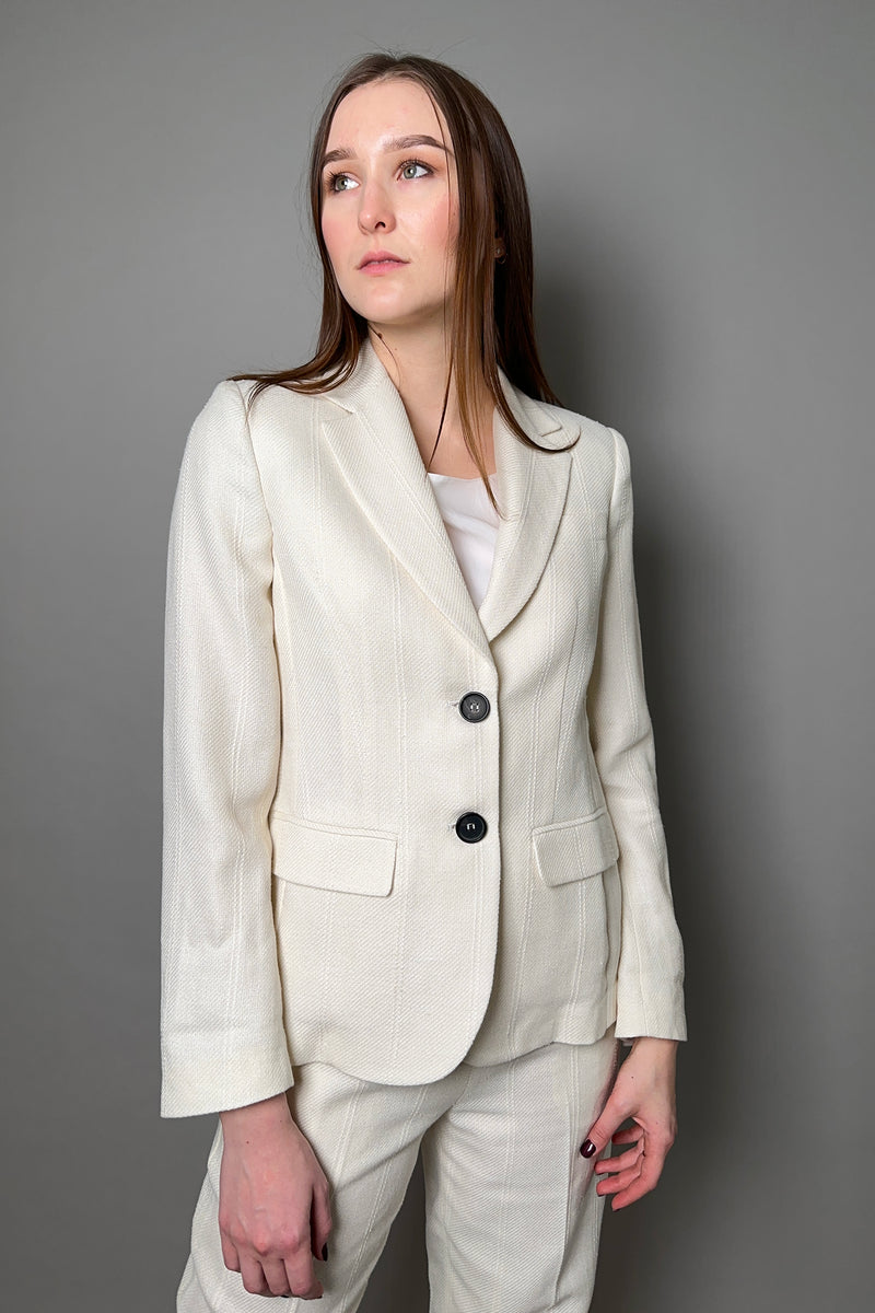Lorena Antoniazzi Striped Linen Blazer in Creamy White