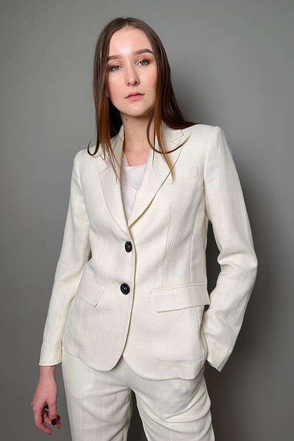 Lorena Antoniazzi Striped Linen Blazer in Creamy White