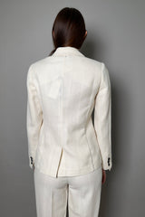 Lorena Antoniazzi Striped Linen Blazer in Creamy White