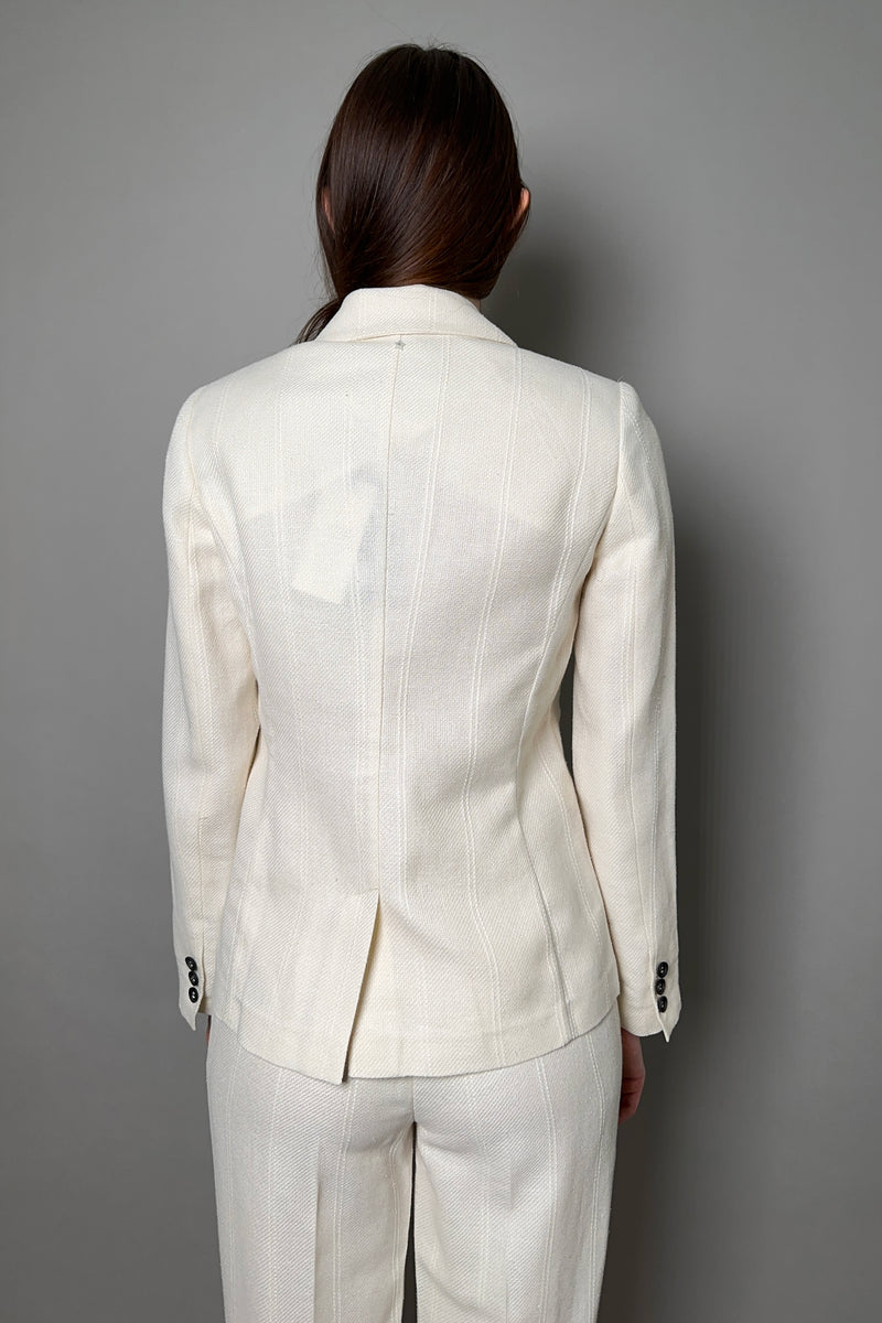 Lorena Antoniazzi Striped Linen Blazer in Creamy White