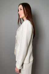 Lorena Antoniazzi Striped Linen Blazer in Creamy White