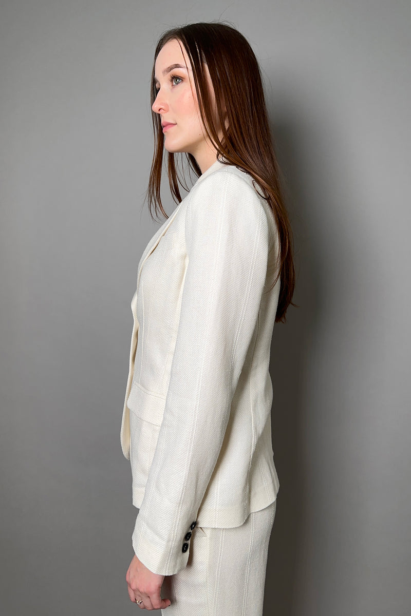 Lorena Antoniazzi Striped Linen Blazer in Creamy White