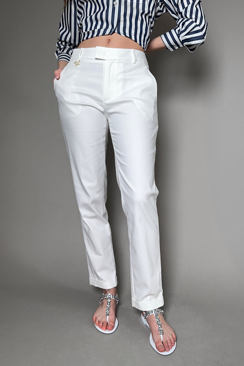 Lorena Antoniazzi Cotton Techno Pants with Cuff in White