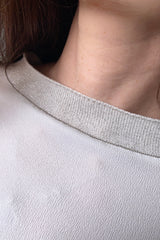 Fabiana Filippi White Silk Shirt with Sparkly Lurex Collar