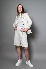 Lorena Antoniazzi Striped Linen Blazer in Creamy White