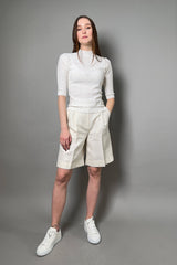 Lorena Antoniazzi Striped Linen Bermuda Shorts in Creamy White