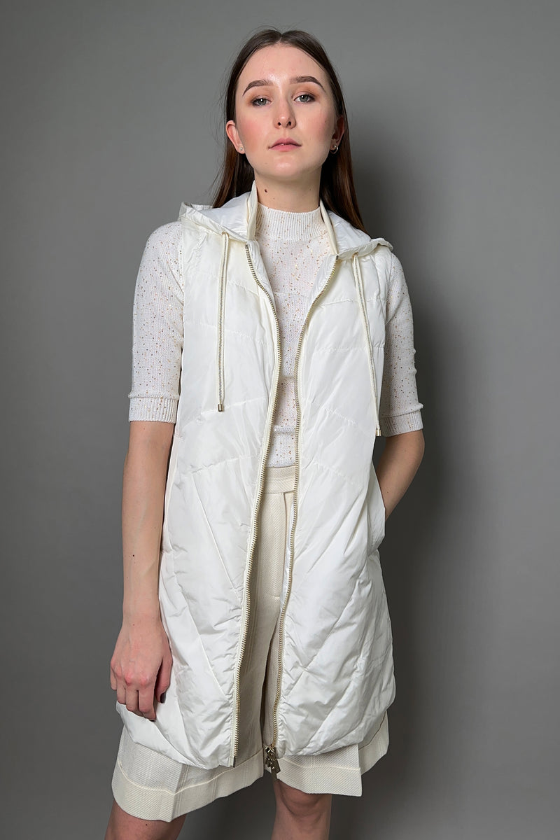Lorena Antoniazzi Padded Vest with Hood in Creamy White