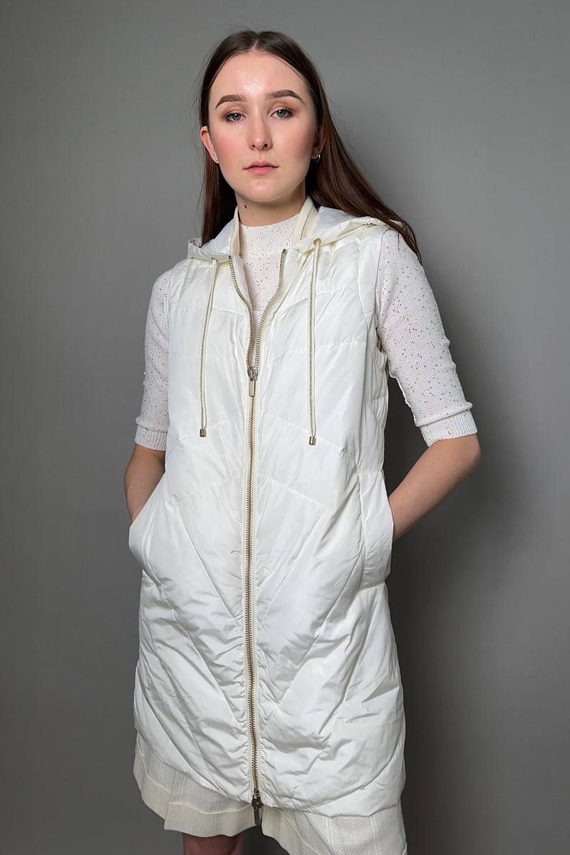 Lorena Antoniazzi Padded Vest with Hood in Creamy White