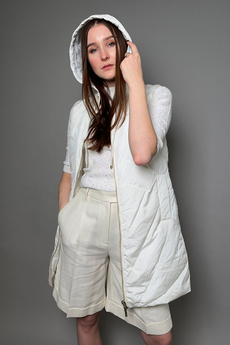 Lorena Antoniazzi Padded Vest with Hood in Creamy White