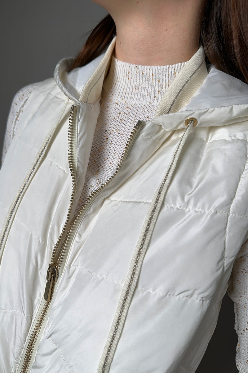 Lorena Antoniazzi Padded Vest with Hood in Creamy White