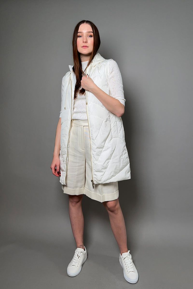 Lorena Antoniazzi Padded Vest with Hood in Creamy White