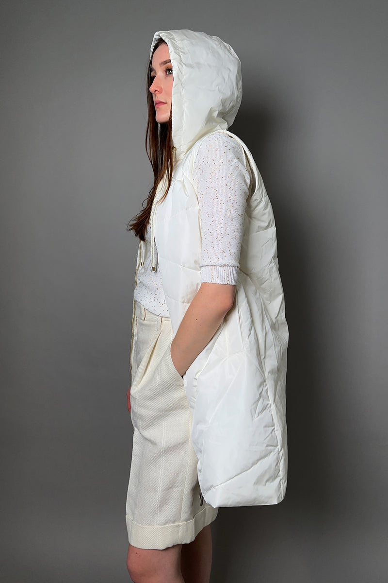 Lorena Antoniazzi Padded Vest with Hood in Creamy White