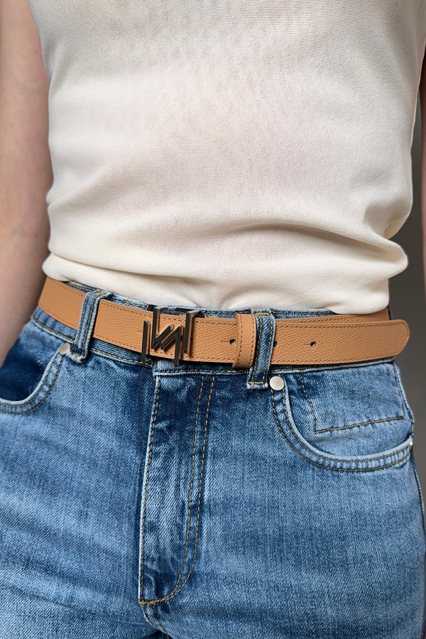 Marella Pebble Leather Belt in Camel - Ashia Mode